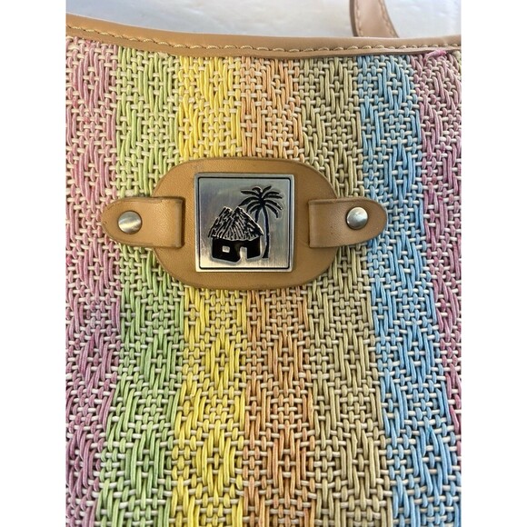 Caribbean Joe Handbag Beach Bag Large Purse Colorful Stripe Design Tiki Palm - Picture 4 of 6